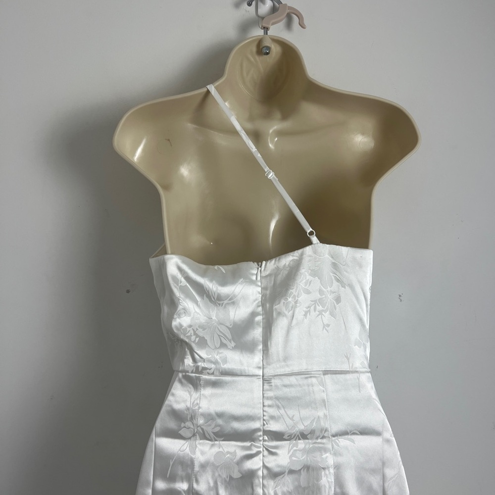 NEW Lulus Small On‎ the Dancefloor White Jacquard Fringe One-Shoulder Midi Dress - Picture 13 of 14